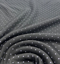 Black Grey Polka Spot Viscose Elastane 4 Way Stretch Fabric - T9 Fabrics