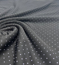 Black Grey Polka Spot Viscose Elastane 4 Way Stretch Fabric - T9 Fabrics