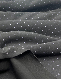Black Grey Polka Spot Viscose Elastane 4 Way Stretch Fabric - T9 Fabrics
