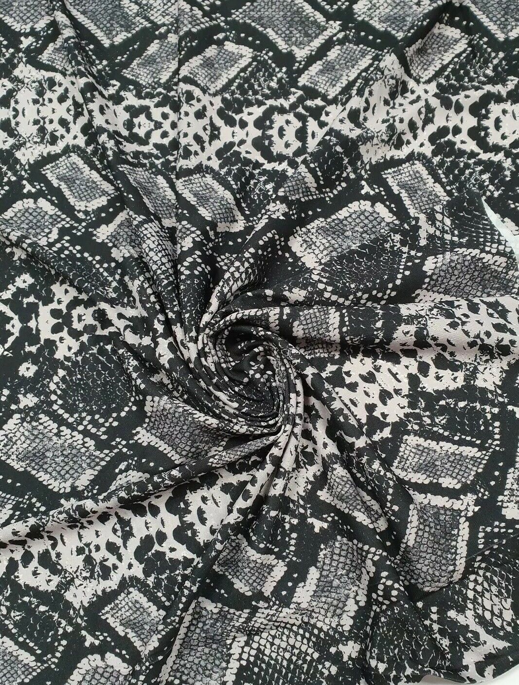 Black Grey Snake ITY Fabric - T9 Fabrics