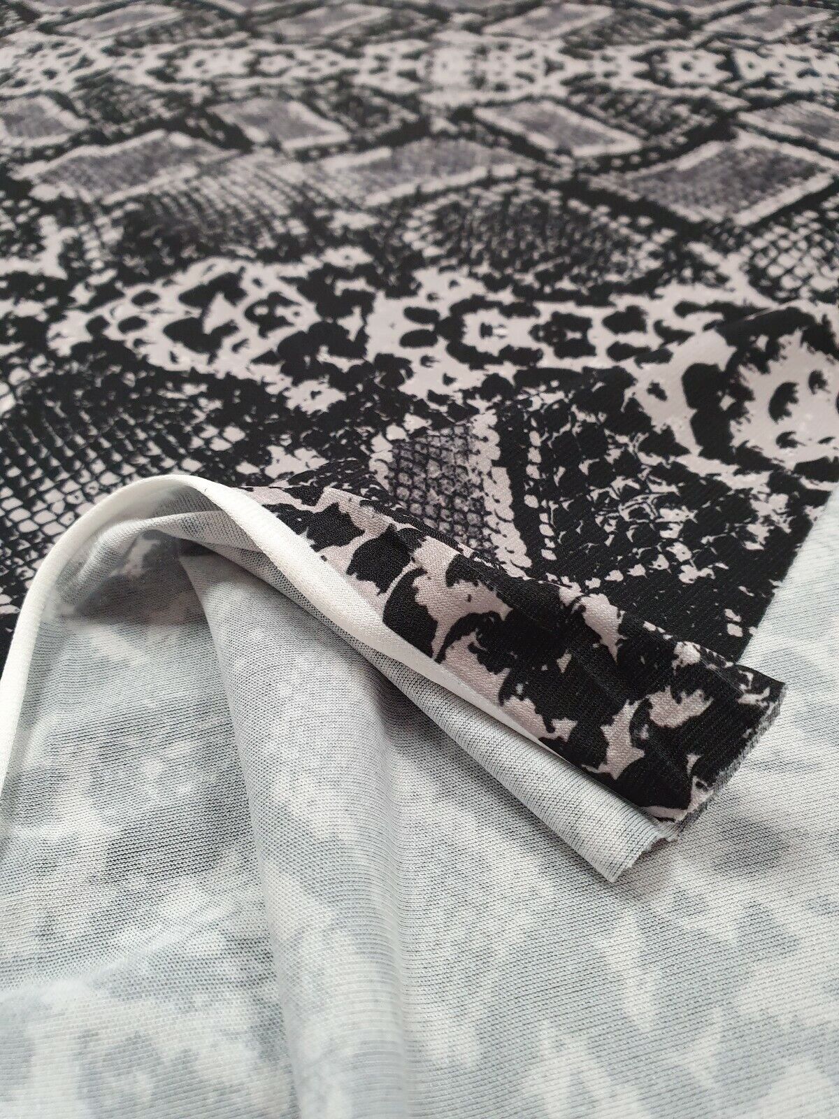 Black Grey Snake ITY Fabric - T9 Fabrics