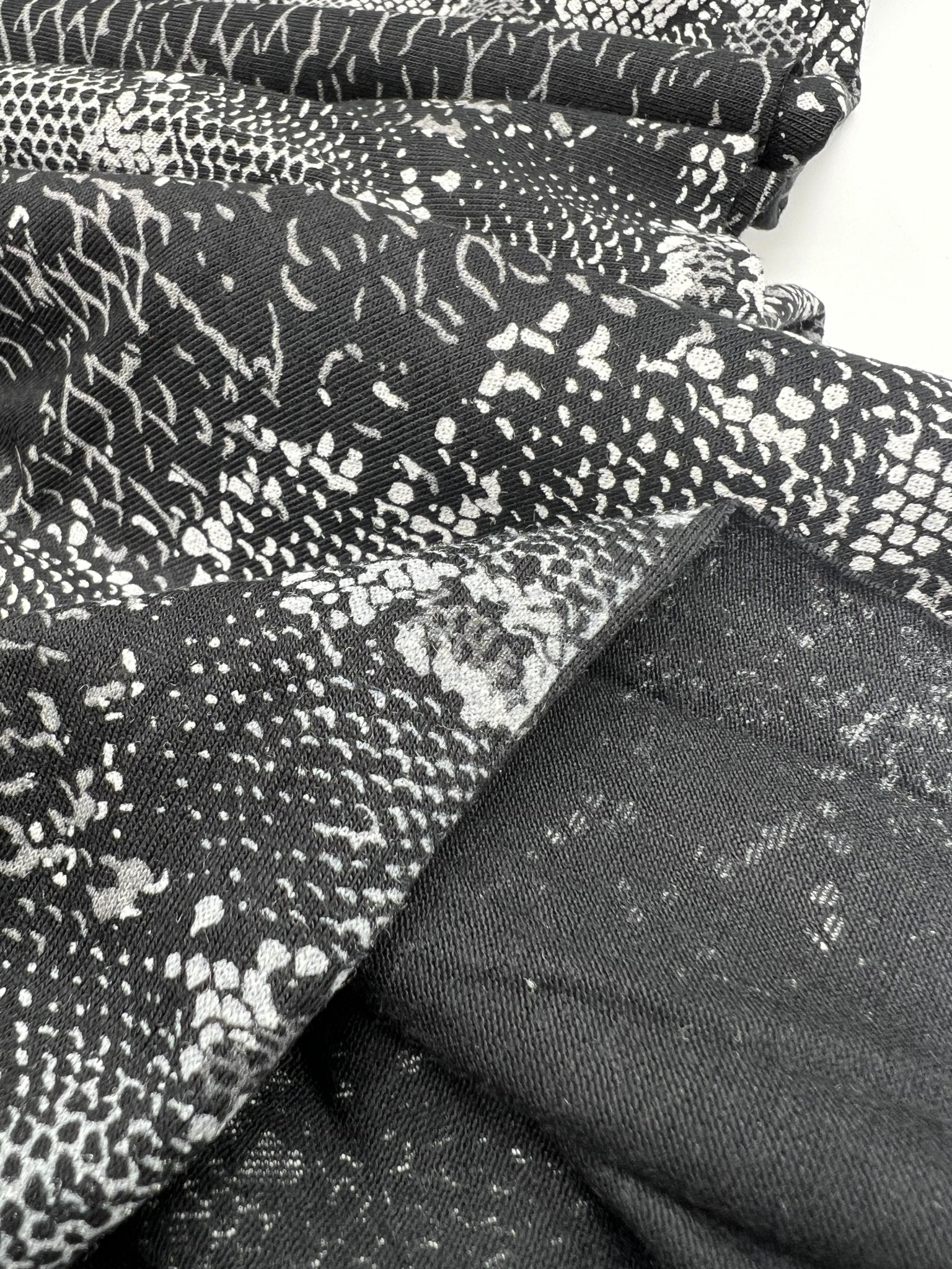 Black Grey Snake Print Viscose Elastane Fabric - T9 Fabrics