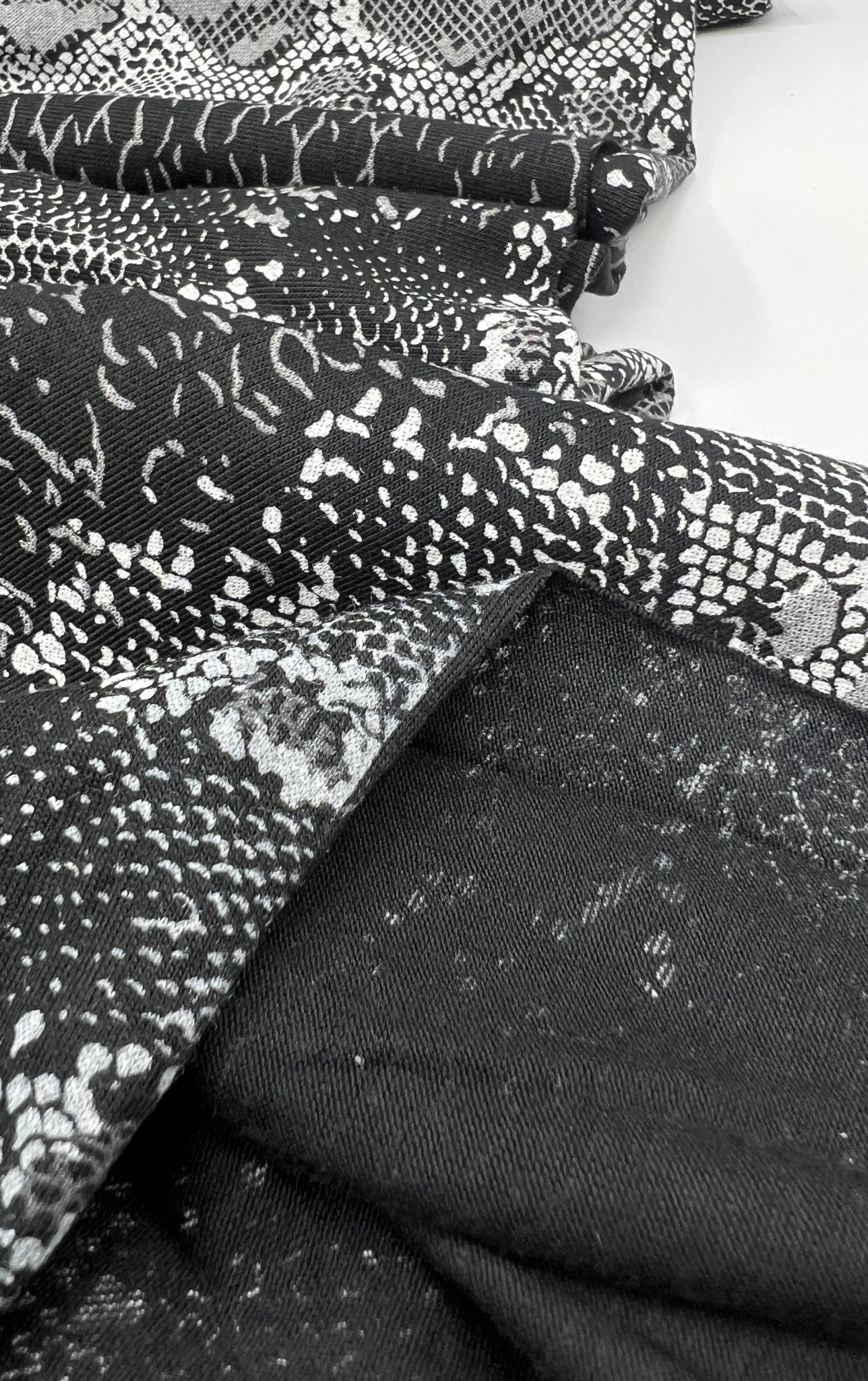 Black Grey Snake Print Viscose Elastane Fabric - T9 Fabrics