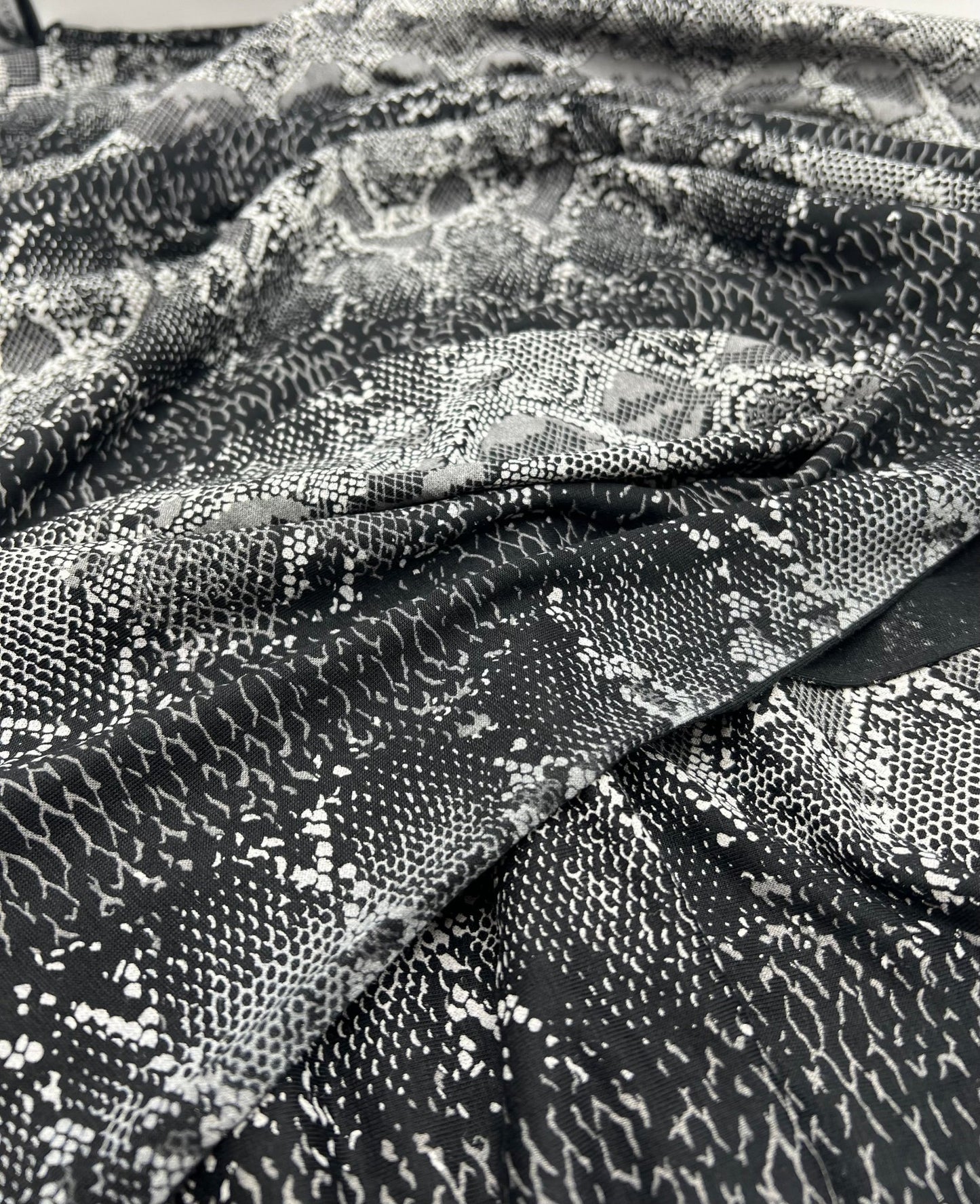 Black Grey Snake Print Viscose Elastane Fabric - T9 Fabrics