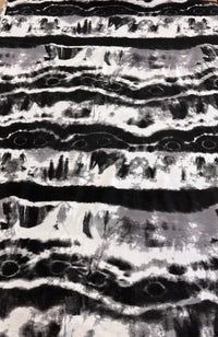 Black Grey Tie Dye Stripe Print Viscose Elastane Fabric - T9 Fabrics