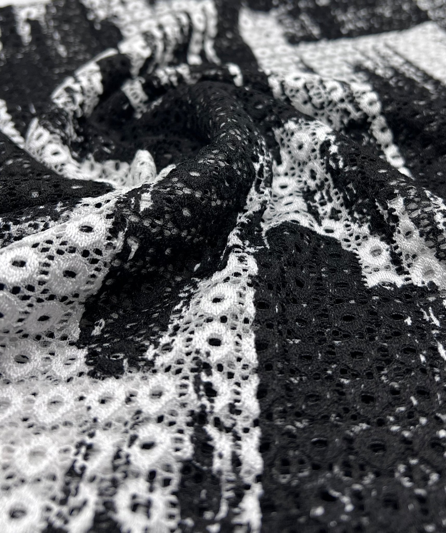 Black Ivory Textured Lace Fabric Stretch - T9 Fabrics