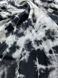 Black Large Grey Tie Dye Print Viscose Elastane Fabric - T9 Fabrics