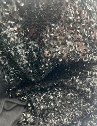 Black Large Sequin Detail Stretch Mesh Fabric - T9 Fabrics
