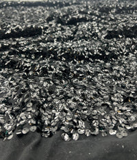 Black Large Sequin Detail Stretch Mesh Fabric - T9 Fabrics