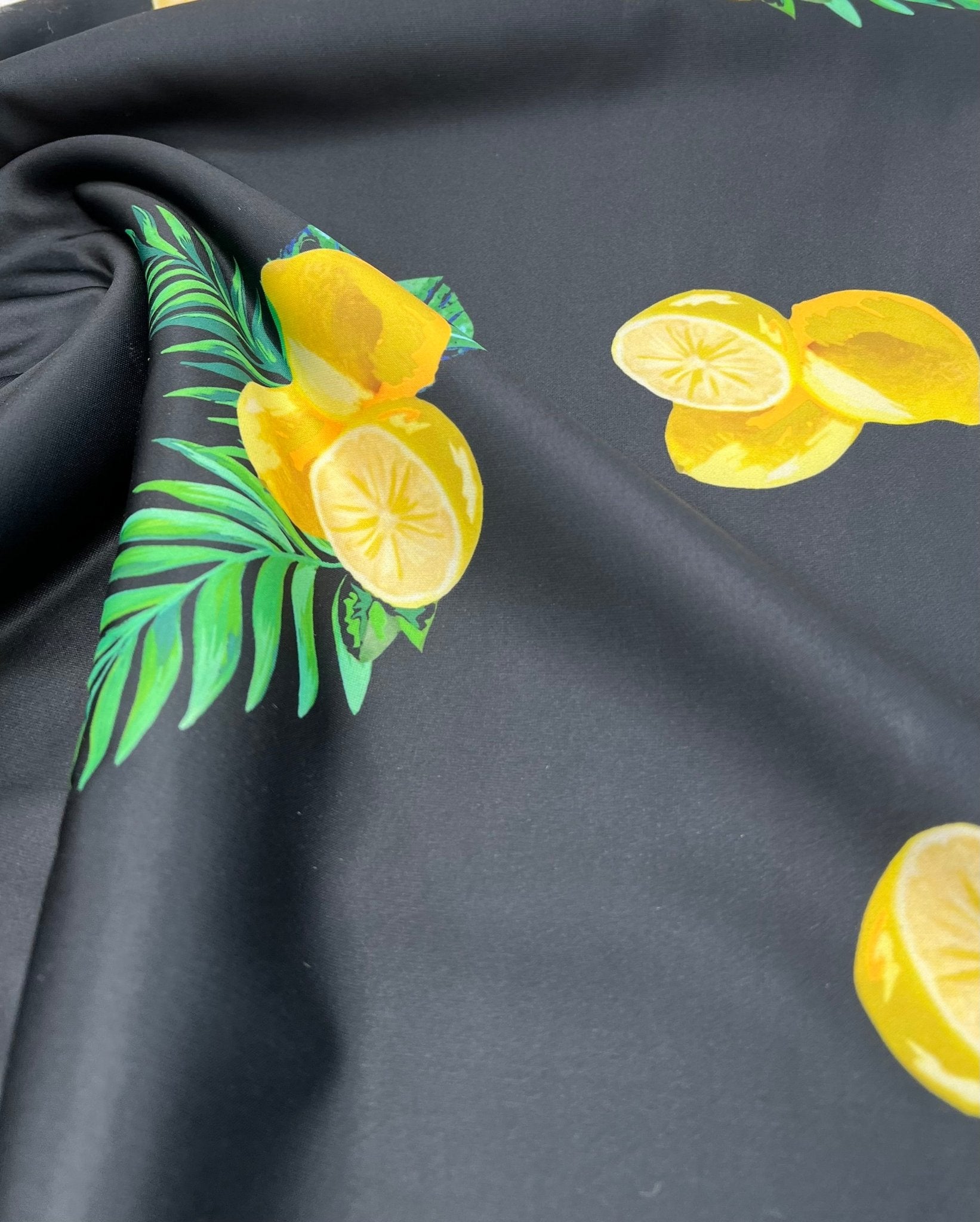 Black Lemon Plain Scuba Fabric - T9 Fabrics