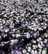 Black Lilac Ditsy Floral Print Viscose Elastane 4 Way Stretch Fabric - T9 Fabrics