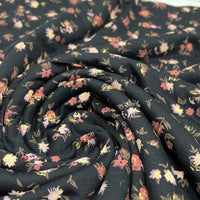 Black Lilac Ditsy Print Viscose Elastane Fabric - T9 Fabrics