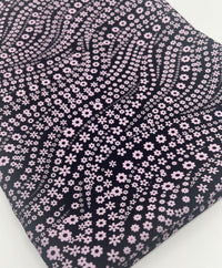 Black Lilac Floral Non Stretch Woven Fabric - T9 Fabrics
