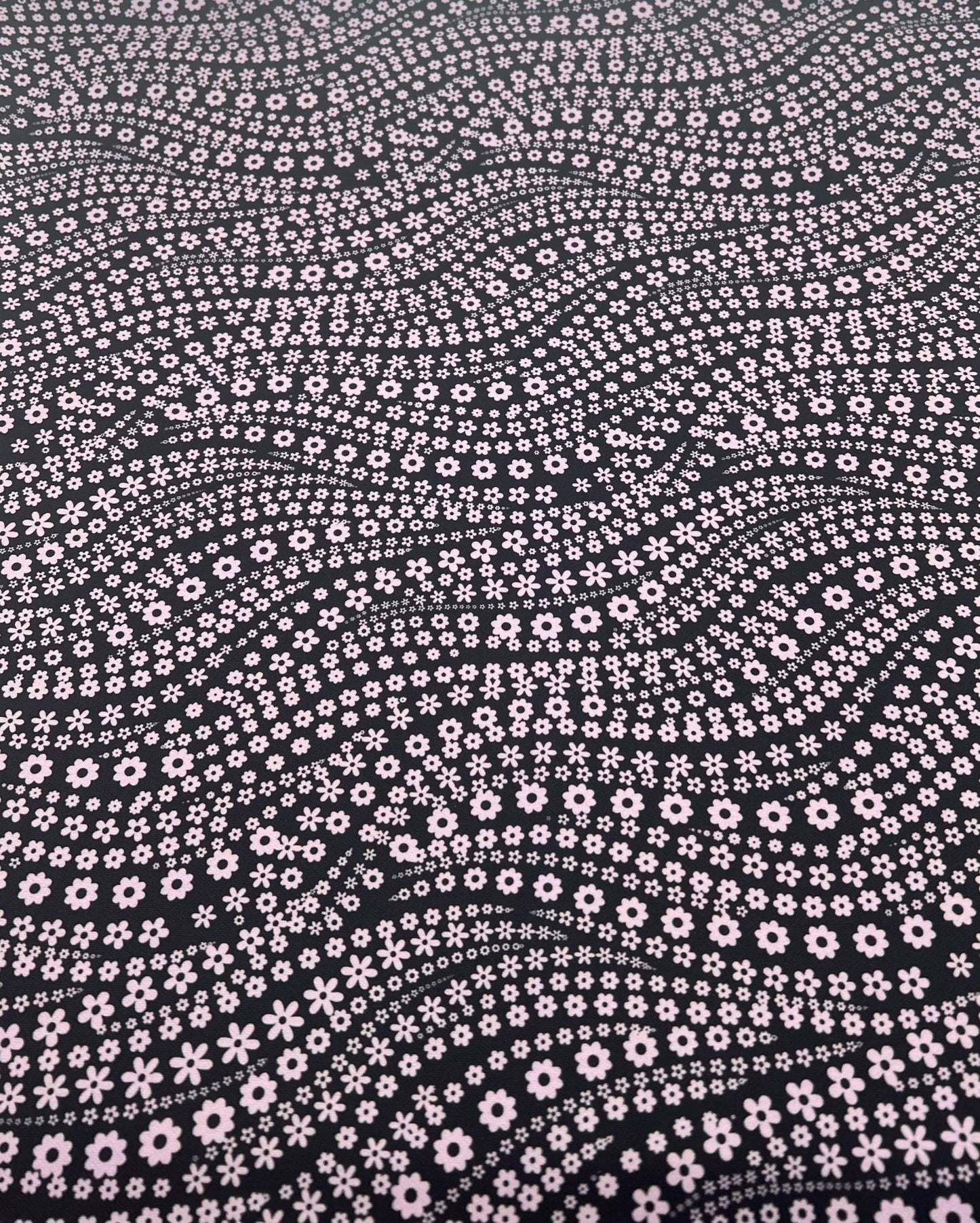 Black Lilac Floral Non Stretch Woven Fabric - T9 Fabrics