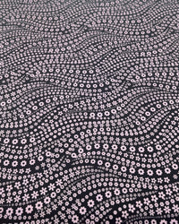 Black Lilac Floral Non Stretch Woven Fabric - T9 Fabrics