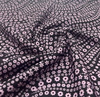 Black Lilac Floral Non Stretch Woven Fabric - T9 Fabrics