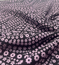Black Lilac Floral Non Stretch Woven Fabric - T9 Fabrics
