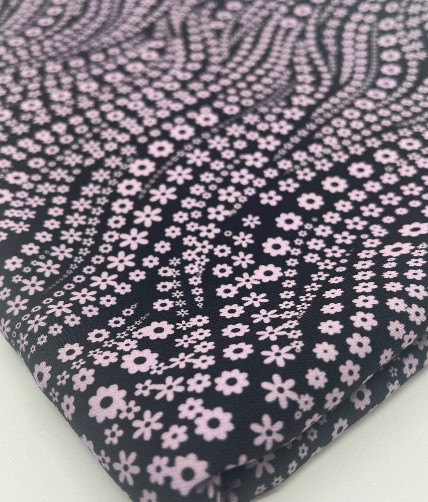 Black Lilac Floral Non Stretch Woven Fabric - T9 Fabrics