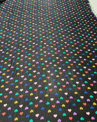 Black Love Heart Printed Chiffon Dress Fabric - T9 Fabrics