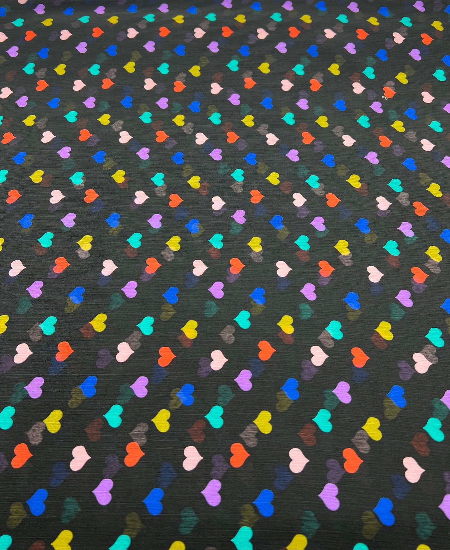 Black Love Heart Printed Chiffon Dress Fabric - T9 Fabrics