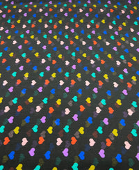 Black Love Heart Printed Chiffon Dress Fabric - T9 Fabrics