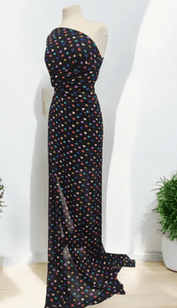 Black Love Heart Printed Chiffon Dress Fabric - T9 Fabrics