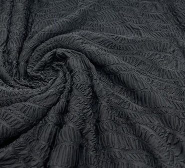 Black Marmite Textured Stretch Dress Craft Fabric - T9 Fabrics