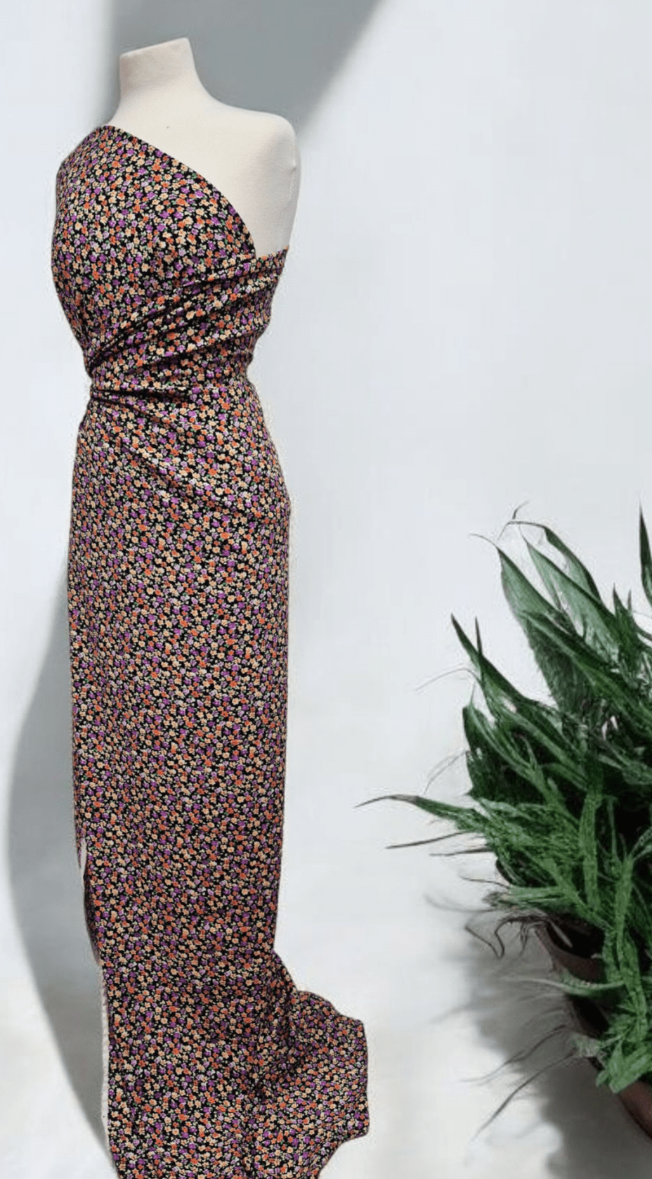 Black Multi Ditsy Lightweight Non Stretch Woven Fabric - T9 Fabrics
