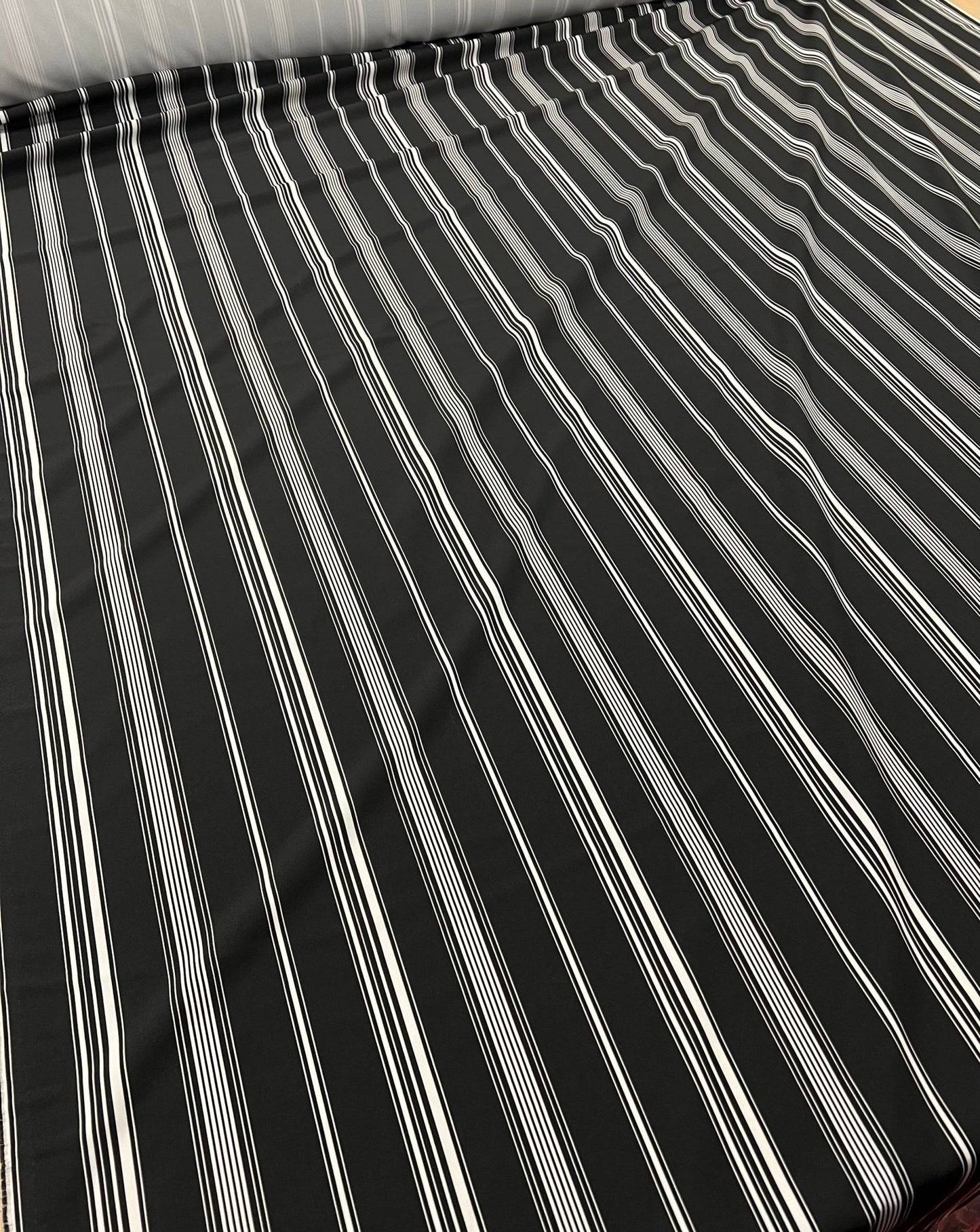 Black Multi Vertical Stripe Lightweight Non Stretch Fabric - T9 Fabrics