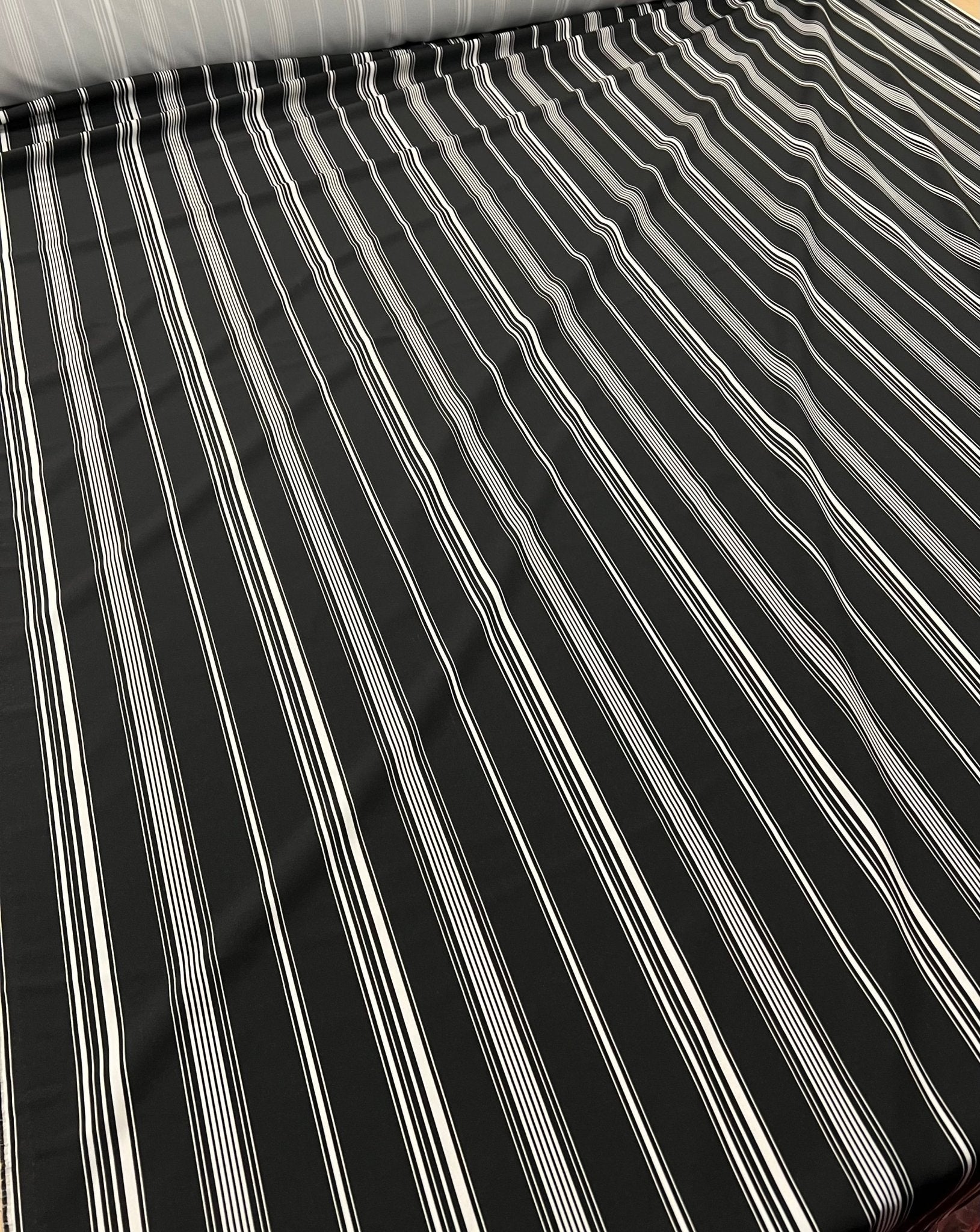 Black Multi Vertical Stripe Lightweight Non Stretch Fabric - T9 Fabrics