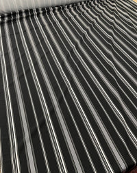 Black Multi Vertical Stripe Lightweight Non Stretch Fabric - T9 Fabrics