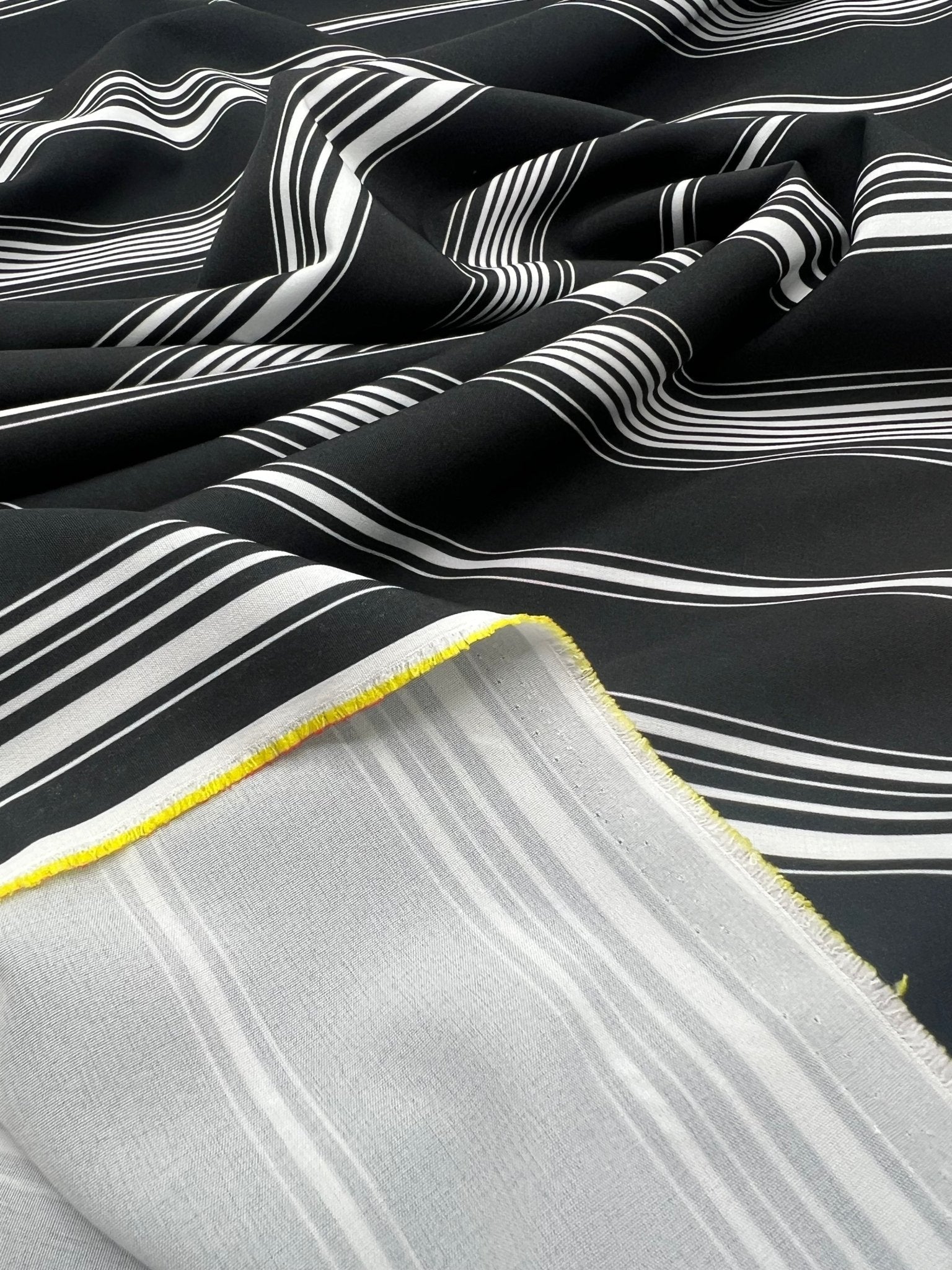 Black Multi Vertical Stripe Lightweight Non Stretch Fabric - T9 Fabrics