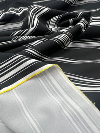 Black Multi Vertical Stripe Lightweight Non Stretch Fabric - T9 Fabrics