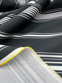 Black Multi Vertical Stripe Lightweight Non Stretch Fabric - T9 Fabrics