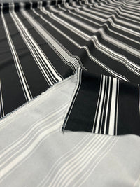 Black Multi Vertical Stripe Lightweight Non Stretch Fabric - T9 Fabrics