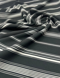 Black Multi Vertical Stripe Lightweight Non Stretch Fabric - T9 Fabrics