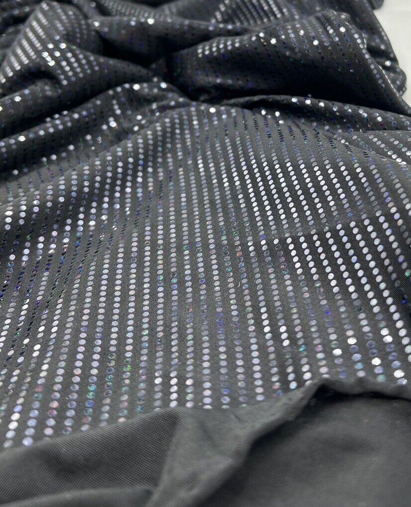 Black Multicoloured Sequin Detail Stretch Fabric - T9 Fabrics