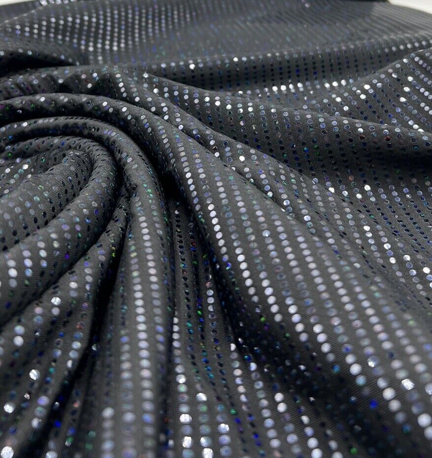 Black Multicoloured Sequin Detail Stretch Fabric - T9 Fabrics