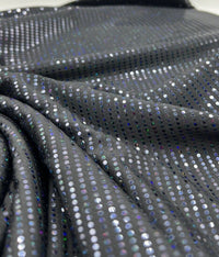 Black Multicoloured Sequin Detail Stretch Fabric - T9 Fabrics