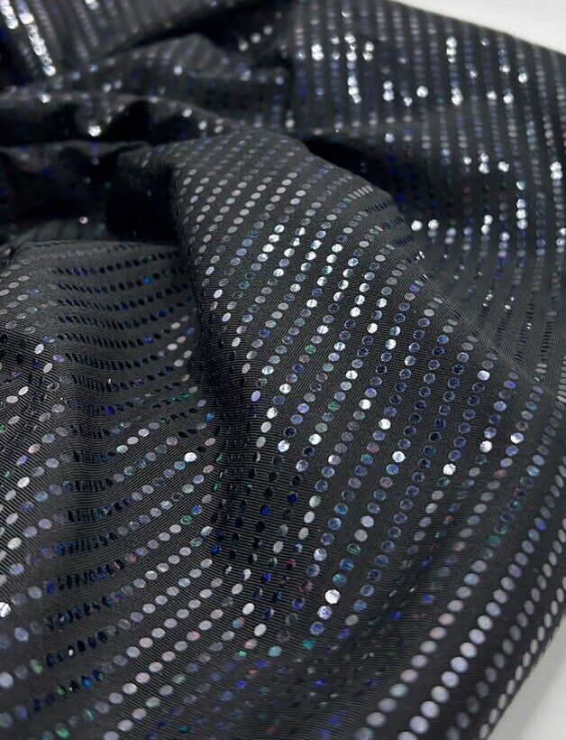 Black Multicoloured Sequin Detail Stretch Fabric - T9 Fabrics