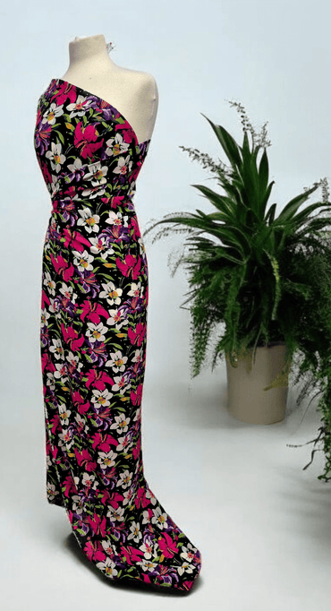 Black Muti Colour Floral Printed Chiffon Dress Fabric - T9 Fabrics