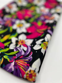 Black Muti Colour Floral Printed Chiffon Dress Fabric - T9 Fabrics