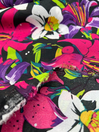 Black Muti Colour Floral Printed Chiffon Dress Fabric - T9 Fabrics