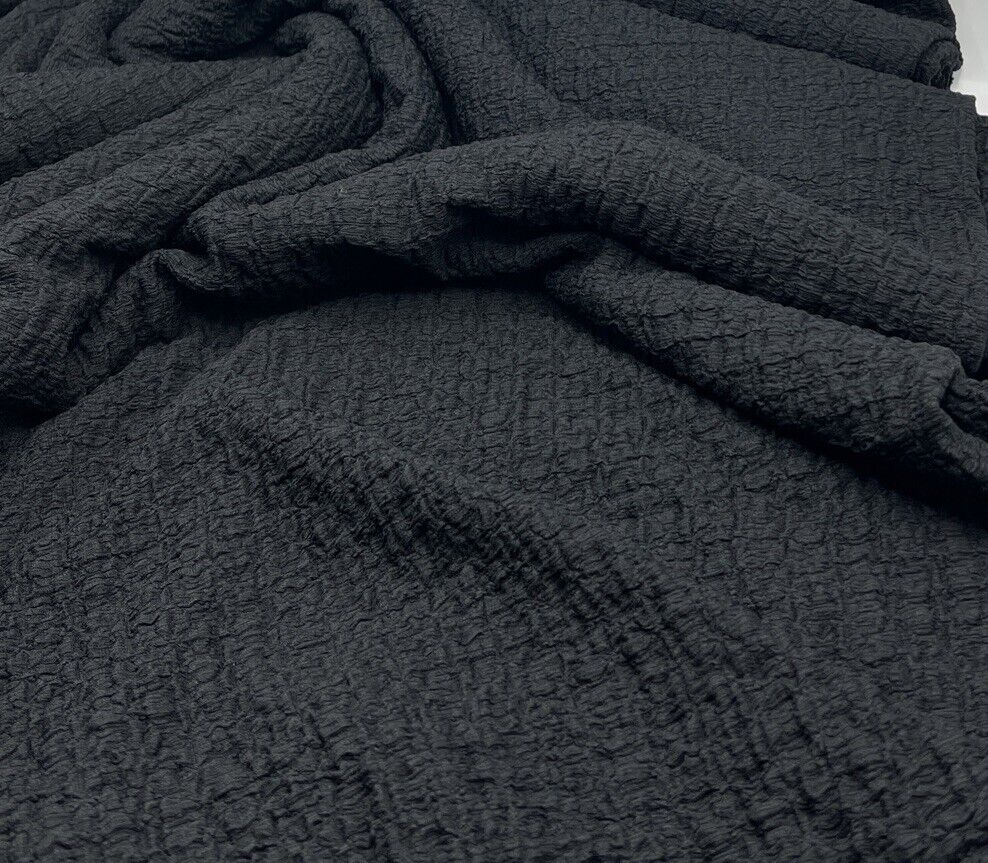 Black Nacho Soft Textured Stretch Fabric - T9 Fabrics