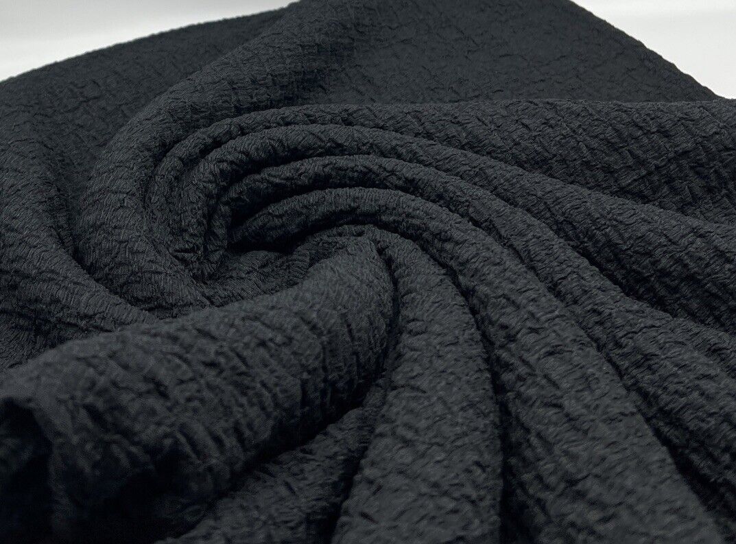 Black Nacho Soft Textured Stretch Fabric - T9 Fabrics