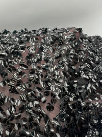 Black on Black Large Sequin Detail Fabric - T9 Fabrics