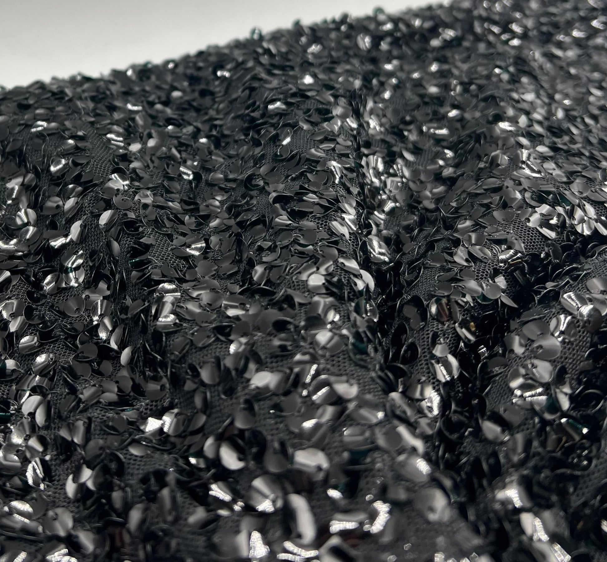 Black on Black Large Sequin Detail Fabric - T9 Fabrics