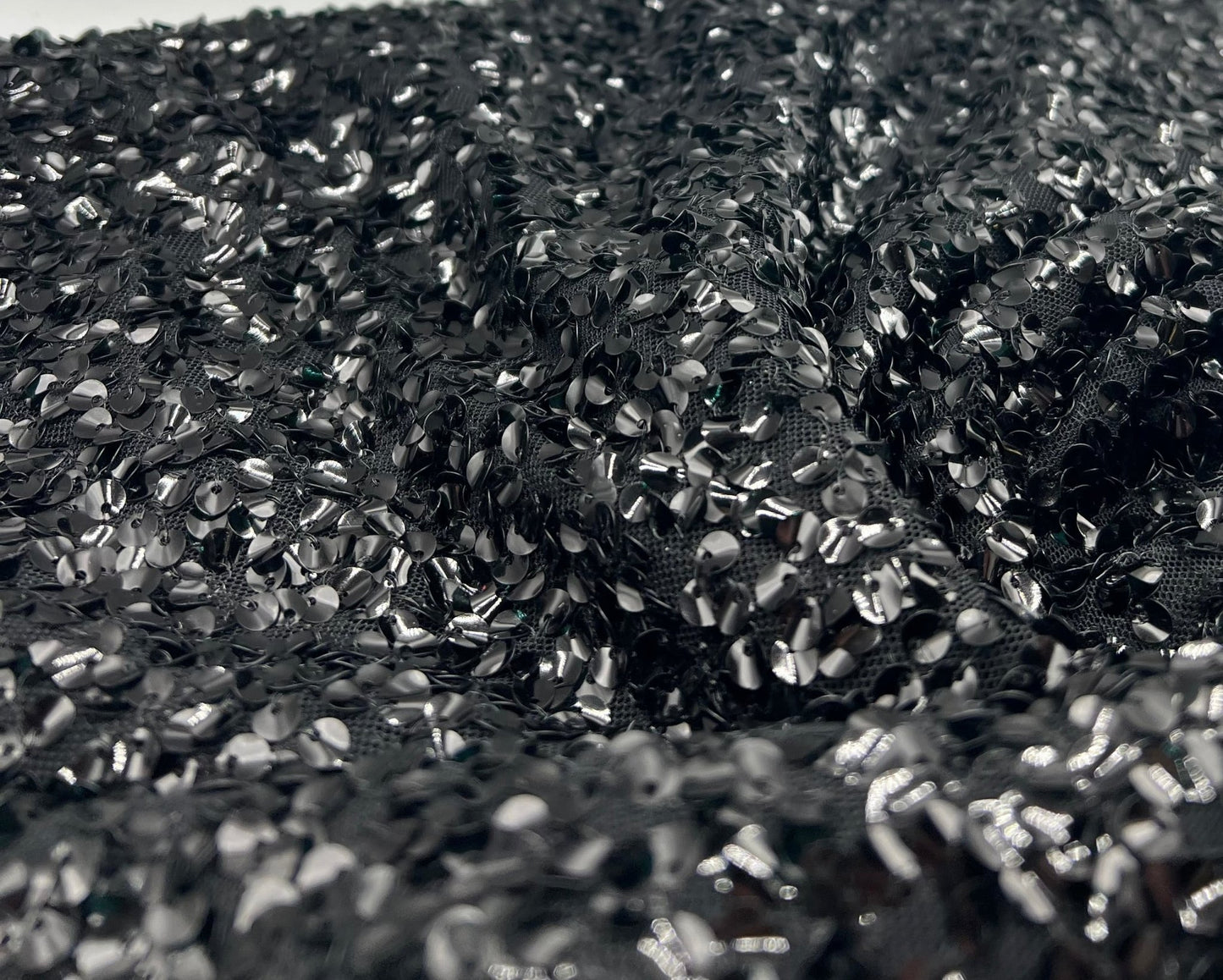 Black on Black Large Sequin Detail Fabric - T9 Fabrics