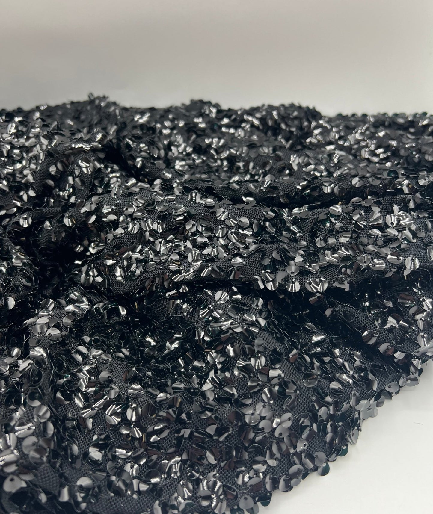 Black on Black Large Sequin Detail Fabric - T9 Fabrics