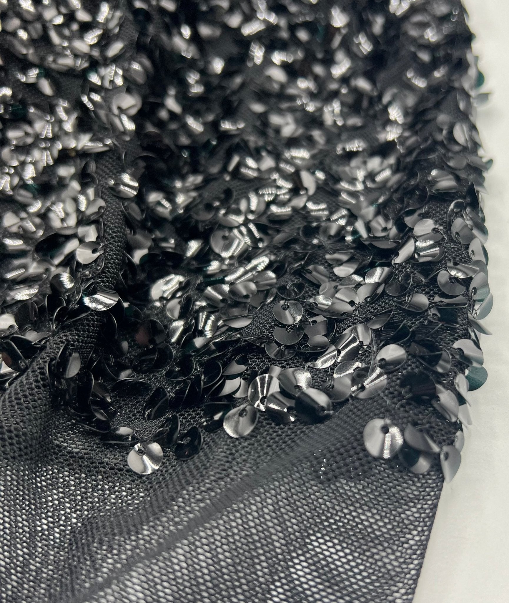 Black on Black Large Sequin Detail Fabric - T9 Fabrics